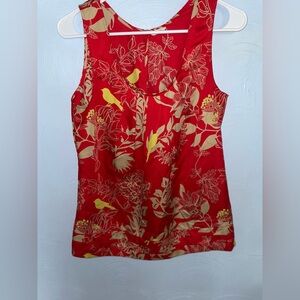 Women’s Size Small Fossil Red Tank w/Yellow Florals&Bird Design